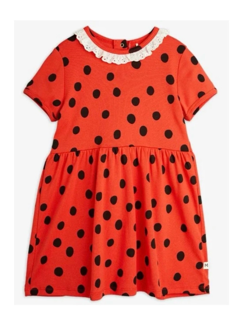 Mini Rodini Polka Dot Dress With Lace Collar